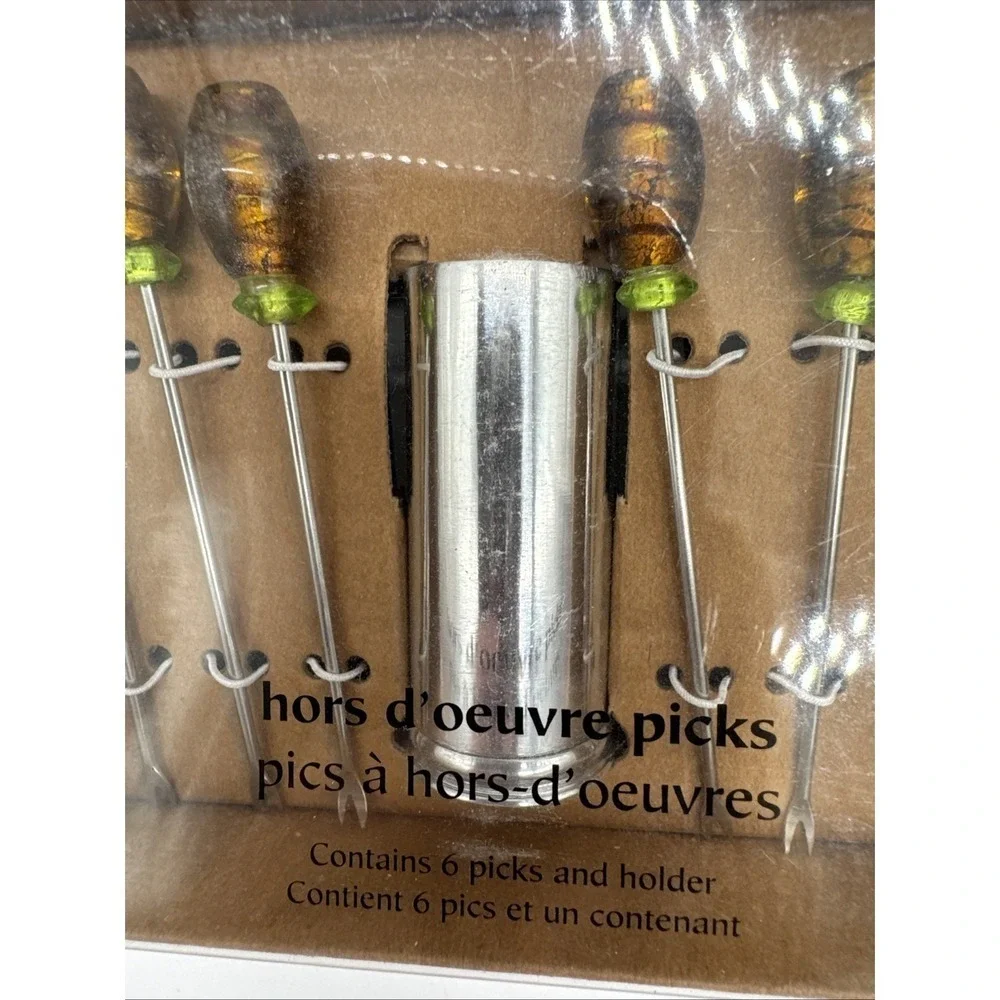Pier 1 imports celebration hors d'oeuvre picks,‎ 6 picks & holder New In Box